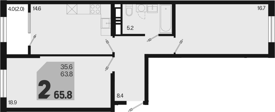 Продается 2-комн. квартира, 63.8 м²