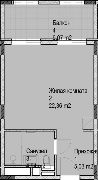 Студия, 32.3 м², 3/4 этаж, ЖК «Гостиничный комплекс Николай 1»