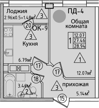 1-комн. Курганная