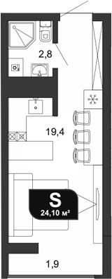 Студия, 22.2 м², 18/19 этаж, ЖК «Сочи Парк»