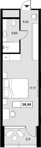 Студия, 25.87 м², 3/6 этаж, ЖК «Гостиничный комплекс Белые ночи»