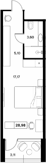 Студия, 25.87 м², 5/6 этаж, ЖК «Гостиничный комплекс Белые ночи»