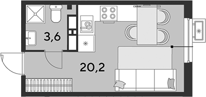 Студия, 23.7 м², 10/18 этаж, ЖК «Парк Победы»