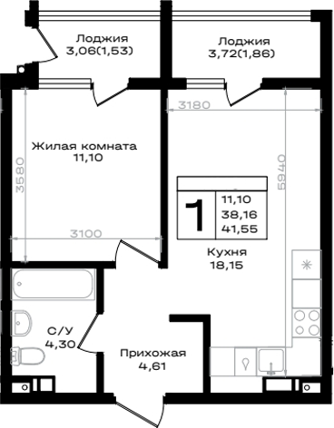 1-комн. ЮЖНО