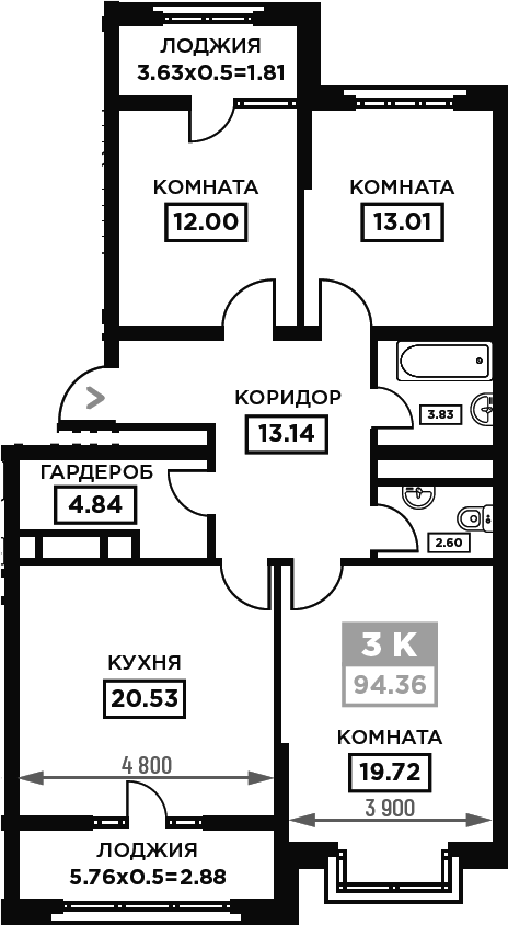 3-комн. Сердце