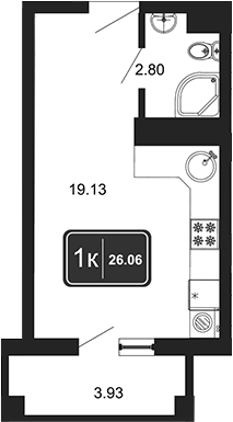 Студия, 22.4 м², 6/8 этаж, ЖК «Гостиничный комплекс Marine Garden 4»