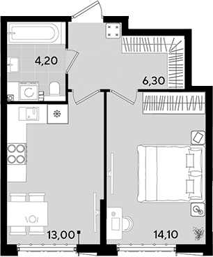 1-комн., 37.6 м², 2/18 этаж, ЖК «Порто-Ново»