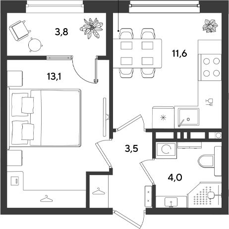 1-комн., 32.2 м², 9/9 этаж, ЖК «Ридз»