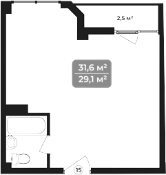 Объект, 31.6 м², 9/11 этаж, ЖК «Море»