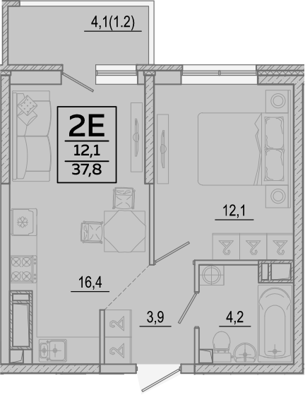 Продается 2-комн. квартира, 36.6 м²