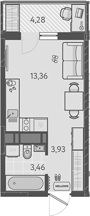 Студия, 20.75 м², 2/16 этаж, ЖК «Теплые края»