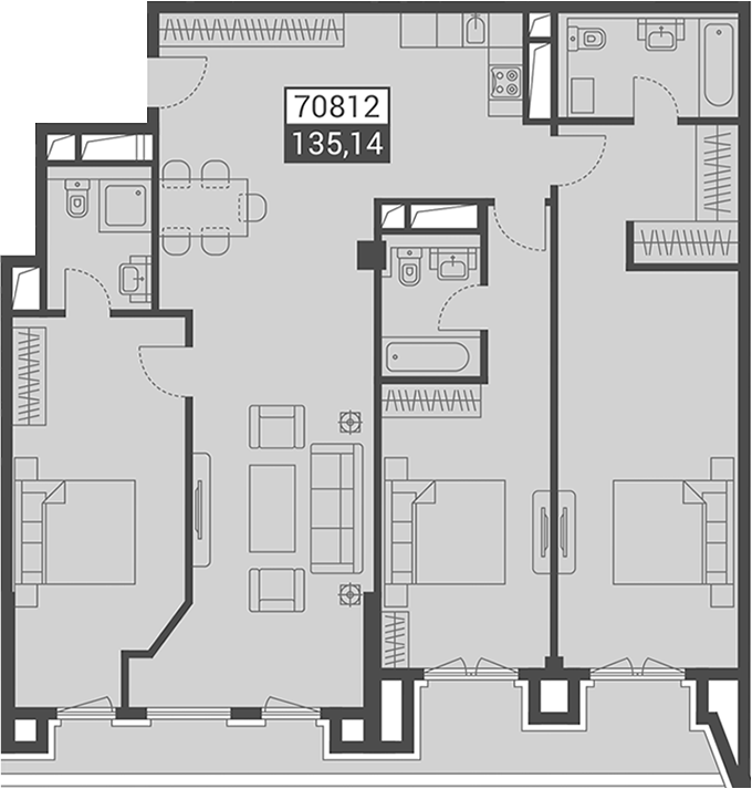 Объект, 135.14 м², 4/7 этаж, ЖК «Красная поляна 540»