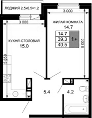2-комн., 39.3 м², 6/16 этаж, ЖК «Дыхание»