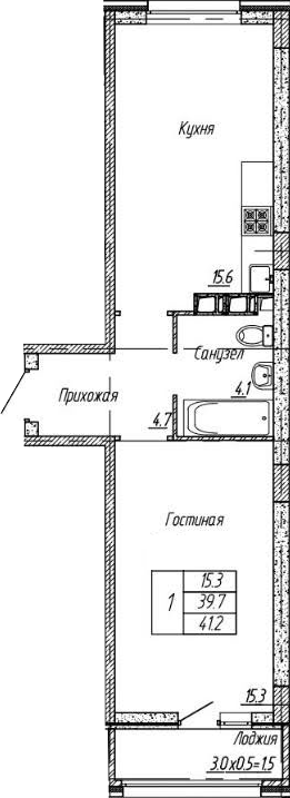 1-комн., 39.7 м², 9/18 этаж, ЖК «Архитектор. ГК ЮгСтройИнвест»