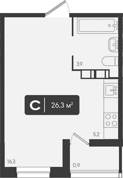 Продается 1-комн. квартира, 25.4 м²