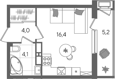 Студия, 24.5 м², 11/24 этаж, ЖК «Рекорд»