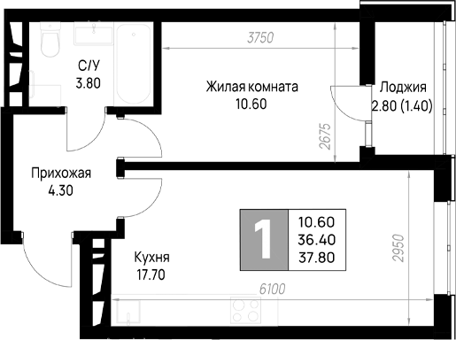 1-комн. На высоком берегу