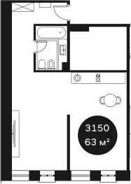 Объект, 36.85 м², 3/4 этаж, ЖК «Резиденция Волна»