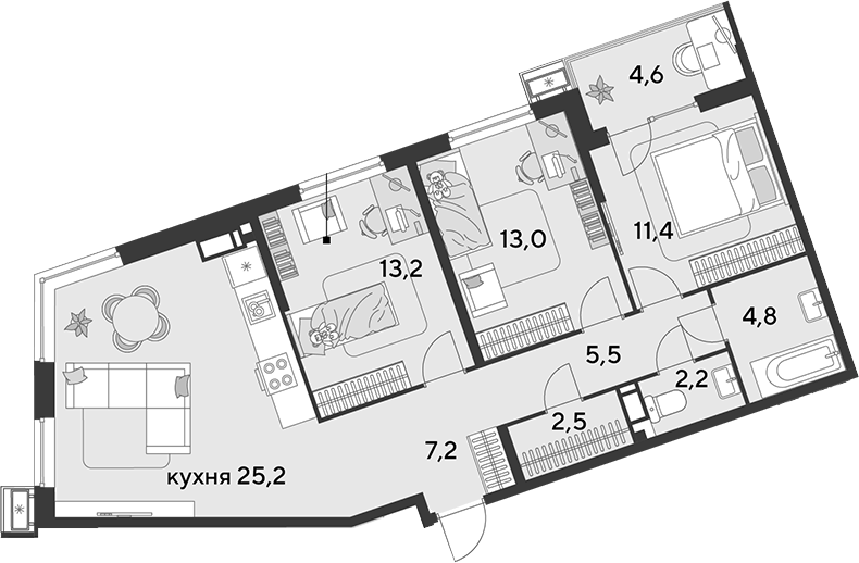 4+ комнаты, 85 м², 10/18 этаж, ЖК «Парк Победы»