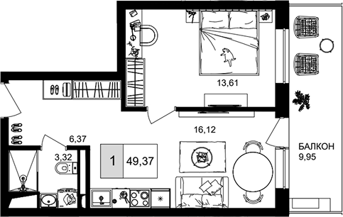 Продается 2-комн. квартира, 39.43 м²