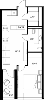 1-комн., 36.15 м², 8/8 этаж, ЖК «Гостиничный комплекс Белые ночи»