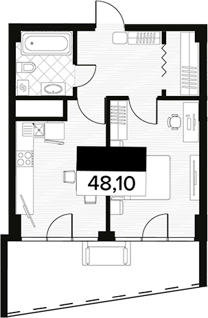 Объект, 48.1 м², 4/14 этаж, ЖК «Горизонт. AVA Сочи»