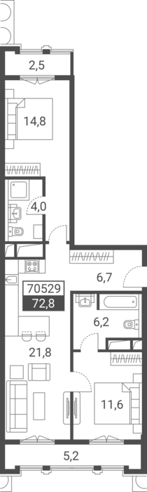 Продается 3-комн. квартира, 65.1 м²