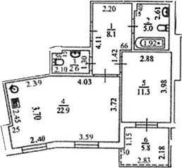 1-комн., 50.1 м², 5/8 этаж, ЖК «Апарт-отель Вальсет»
