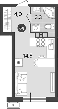 Студия, 21.8 м², 8/18 этаж, ЖК «Порто-Ново»