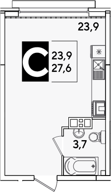 Студия, 27.6 м², 5/16 этаж, ЖК «Самолет»