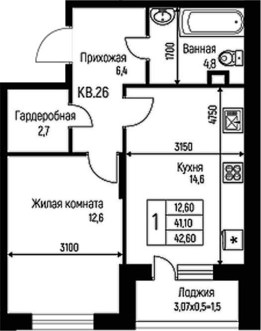 1-комн. Nova Vita