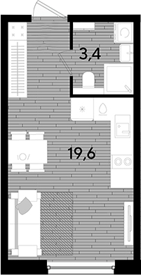 Студия, 23 м², 2/16 этаж, ЖК «DОГМА ПАРК»