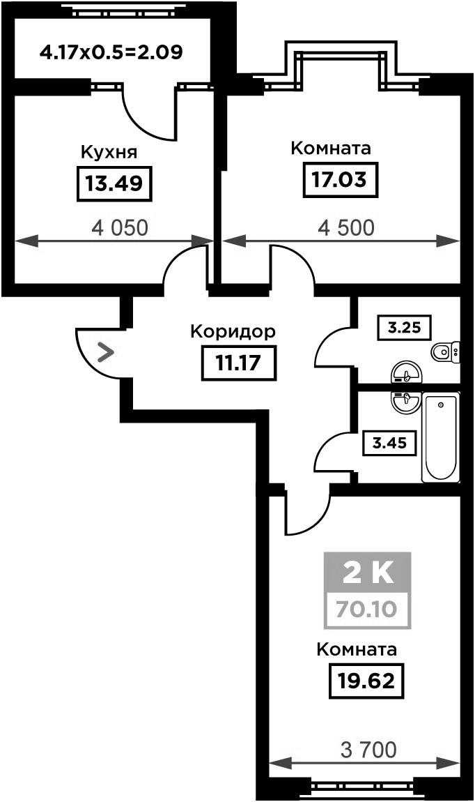 2-комн., 68.01 м², 3/19 этаж, ЖК «Сердце»