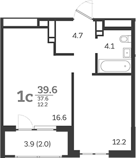 2-комн., 37.6 м², 16/24 этаж, ЖК «Все Свои VIP»