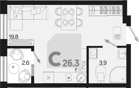 Студия, 23.7 м², 2/18 этаж, ЖК «Первое место»