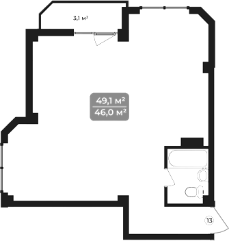 Объект, 49.1 м², 7/11 этаж, ЖК «Море»
