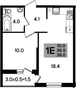 2-комн., 36.5 м², 2/16 этаж, ЖК «Сармат»