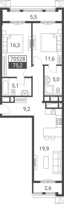 Продается 3-комн. квартира, 67.1 м²