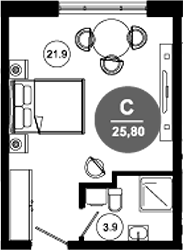 Студия, 25.8 м², 2/10 этаж, ЖК «Гостиничный комплекс GREENMONT»