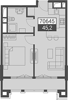 Объект, 45.2 м², 5/7 этаж, ЖК «Красная поляна 540»