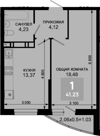 1-комн., 40.2 м², 14/19 этаж, ЖК «Лучший»