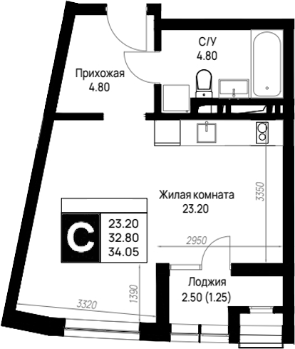 Студия, 32.8 м², 4/9 этаж, ЖК «На высоком берегу»
