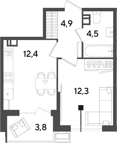 Продается 1-комн. квартира, 34.1 м²