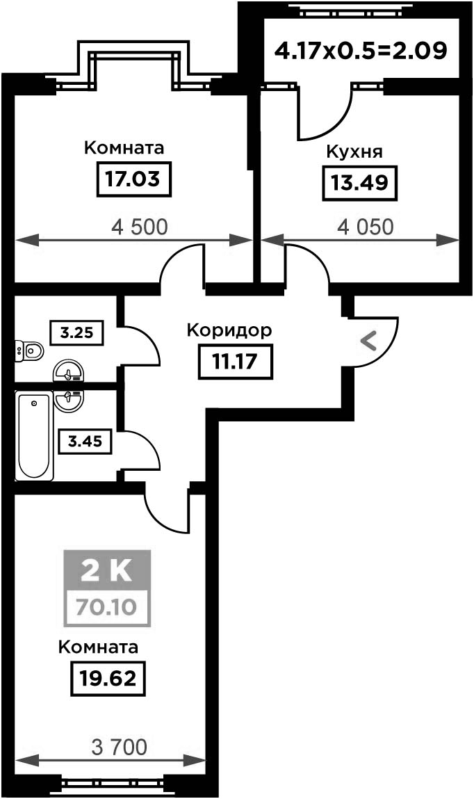 2-комн., 68.01 м², 3/19 этаж, ЖК «Сердце»