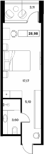 Продается 1-комн. квартира, 25.87 м²