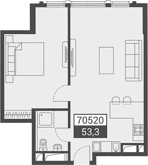 Объект, 53.3 м², 4/7 этаж, ЖК «Красная поляна 540»