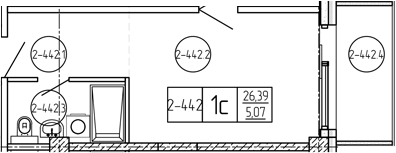 Студия, 26.39 м², 4/9 этаж, ЖК «Лучи»