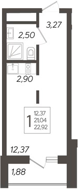 Студия, 21.04 м², 5/19 этаж, ЖК «Кислород»