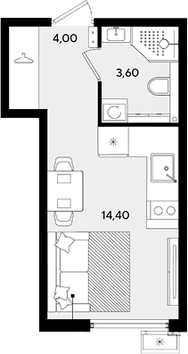 Студия, 22 м², 2/18 этаж, ЖК «Порто-Ново»