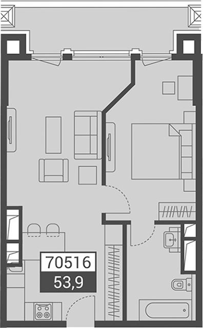 Объект, 53.9 м², 4/7 этаж, ЖК «Красная поляна 540»
